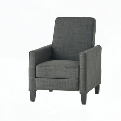 Push-Back Recliner Chair with 3 Positions and Extendable Footrest, Solid Wood Legs
