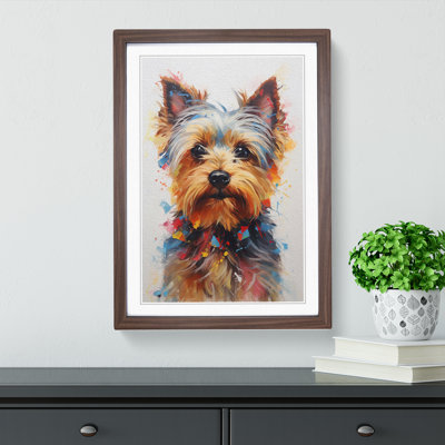 Yorkshire Terrier Hard Edge Painting - Single Picture Frame Print on Wood