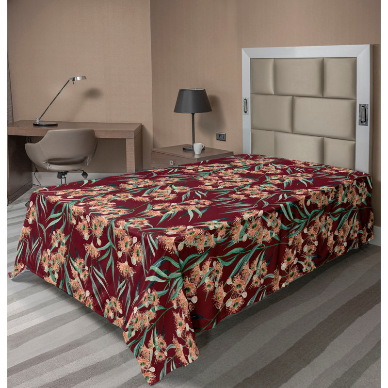 Drap plat floral rétro Ambesonne, Drap plat pour lit simple