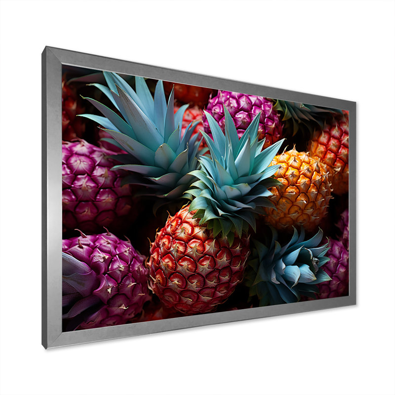 Nectar néon ananas III, Cadre photo argenté, H 24 po x l 32 po x P 1 po