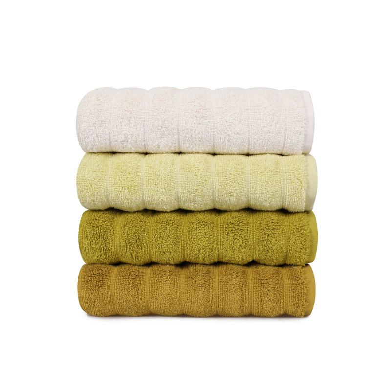 Ensemble de serviettes 4 pièces 100% coton, Brun / moutarde