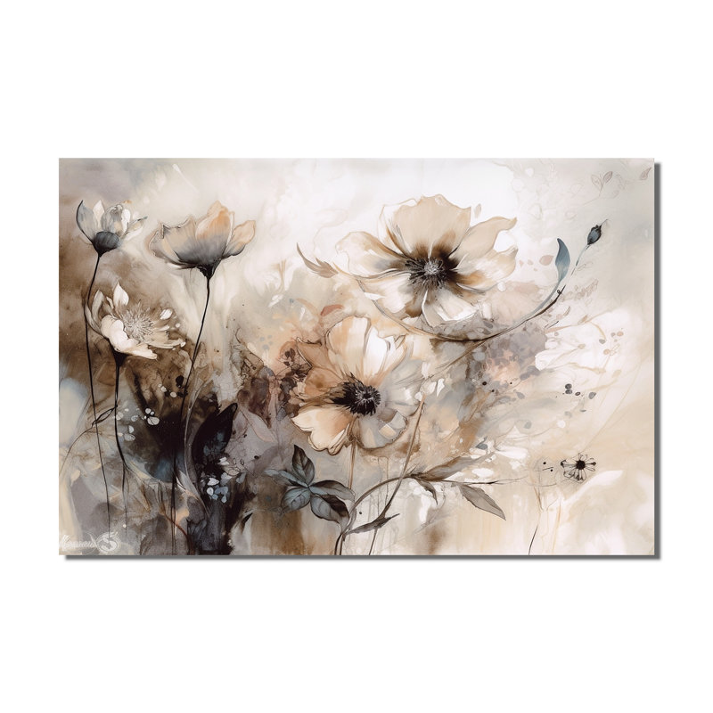 Delicate Warm Floral Impressions - Floral Framed Wall Art