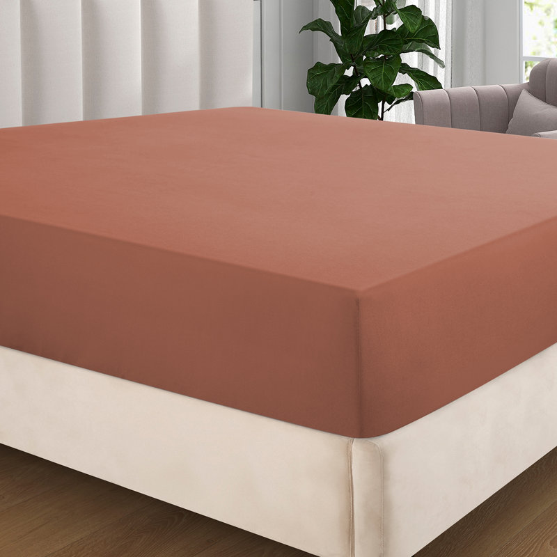 Angeliza Microfiber Brushed Fitted sheet , Double (4'6), Peach