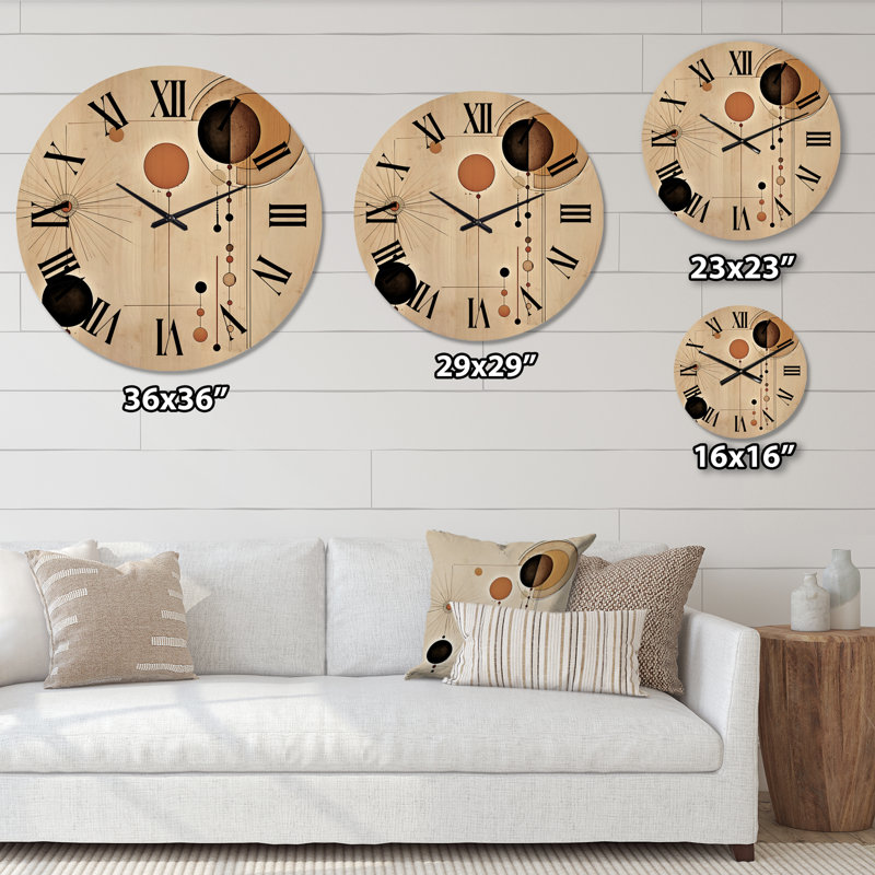 Horloge murale en bois massif Tyshanti, Très grand