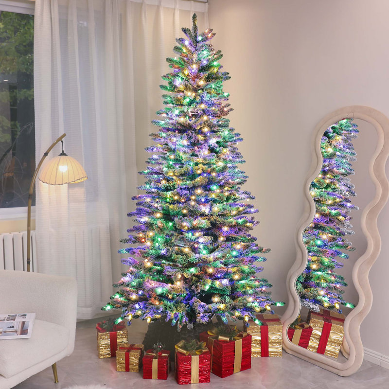 Arbre de Noël artificiel pin de montagne 7,5 pi HOMcom pré-éclairé, H 7,5 pi