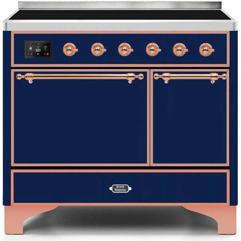 ILVE Majestic II Series 40 inch Induction Range with 6 Induction Elements (Glass Door), Midnight Blue/Copper