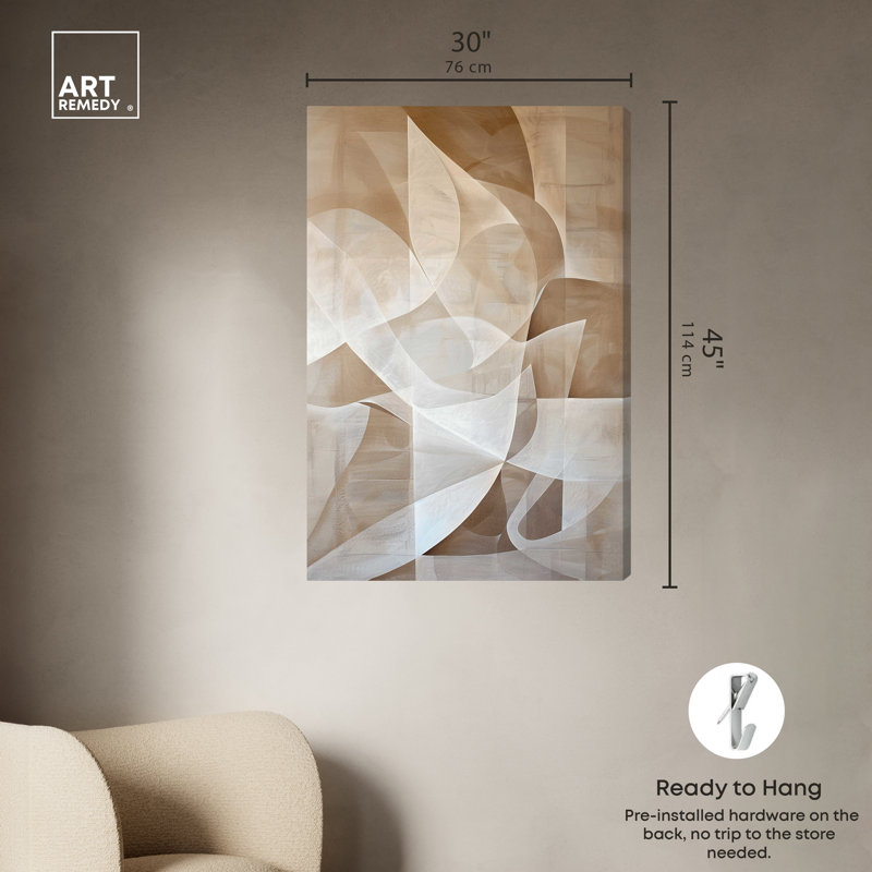 Art Remedy Scattered Thoughts Beige and White Abstract Canvas Wall Art