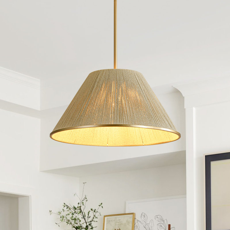 Luminaire suspendu en corde de coton 1 lumière tissé à la main
