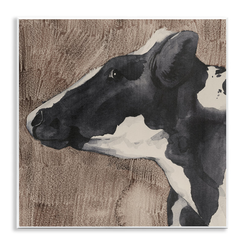 «Rustic Cow regardant à gauche», art mural par Grace Popp