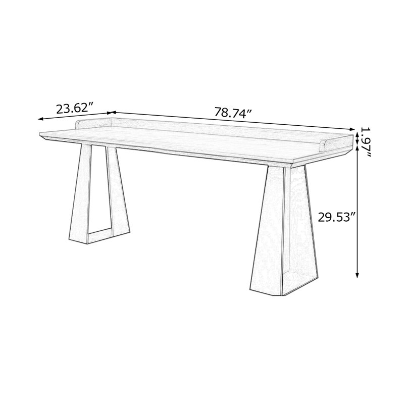 Tan+Black Rectangular Solid Wood+Iron desks, 29.53" H x 78.74" W x 23.62" D