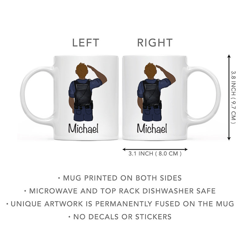 Tasse à café personnalisée, Brun / homme, agent de police 27, Oui