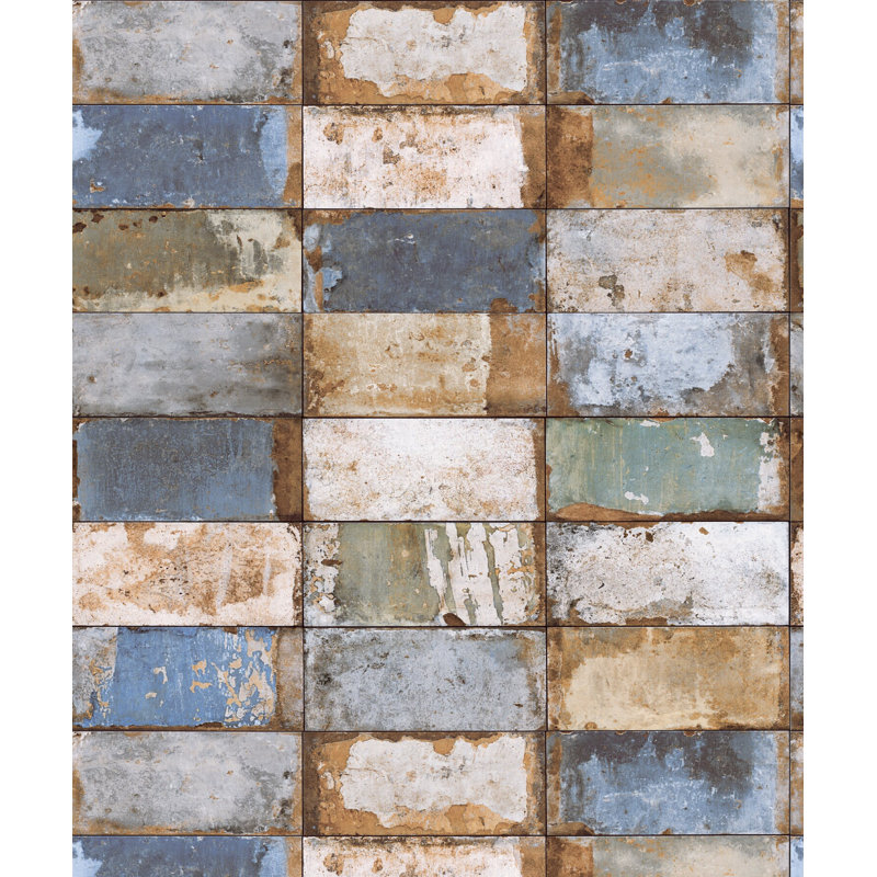 Rouleau de papier peint géométrique L 33 pi x l 21 po Antonio, Bleu