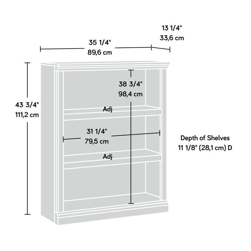 Hartman Bookcase, Lintel Oak, (3 Shelves) 43.78" H x 35.28" W x 13.23" D