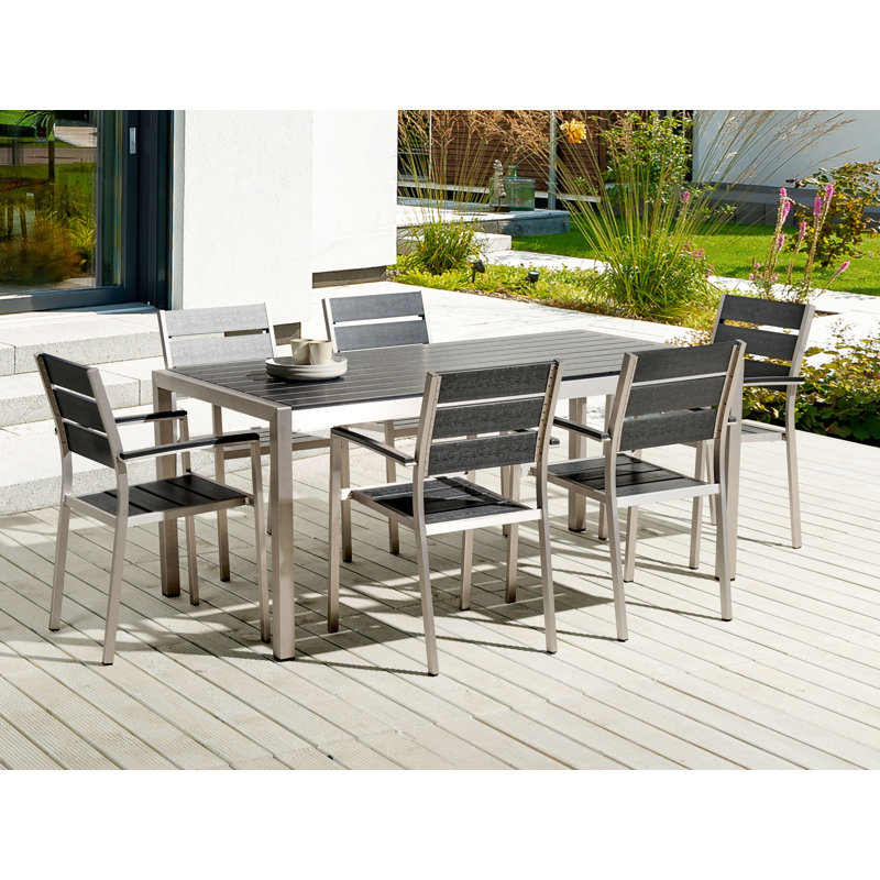Hillegier Rectangular 180Cm L Table, Silver, Black