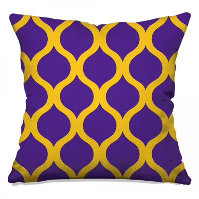 Coussins décoratifs mauve à motif trellis doré