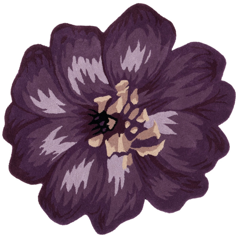 Spence Novelty Hand Tufted Wool Floral Rug, Round 8'