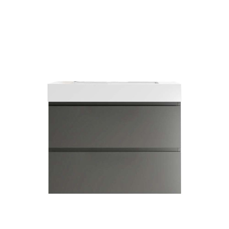 Ensemble de meuble-lavabo mural simple 30 po, Blanc / gris