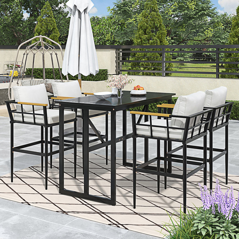 Ensemble repas d'extérieur, 4 chaises + 1 table