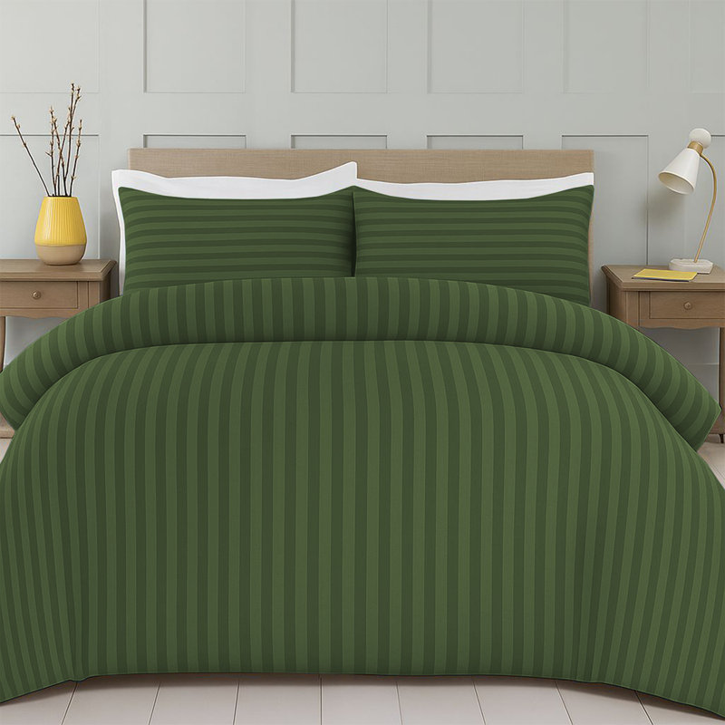 Striped Microfiber Duvet Cover Set, 4-Piece With Fitted Sheet & Pillowcases , Super King Duvet Cover + 3 Additional Pieces