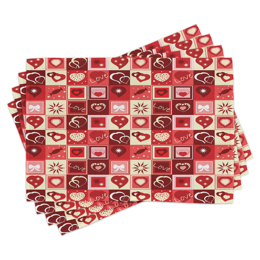 Platzmatten, Valentines Day Theme Herzen, rot, Rote Koralle Beige