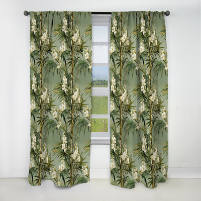 Bamboo Elegance Tropical Motif VI - Rideau à motif floral - Rideau occultant à motif floral - 1 panneau