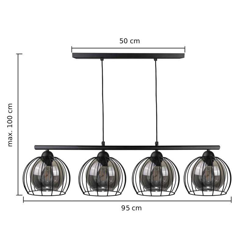 Aileana 4 - Light Kitchen Island Pendant, Black