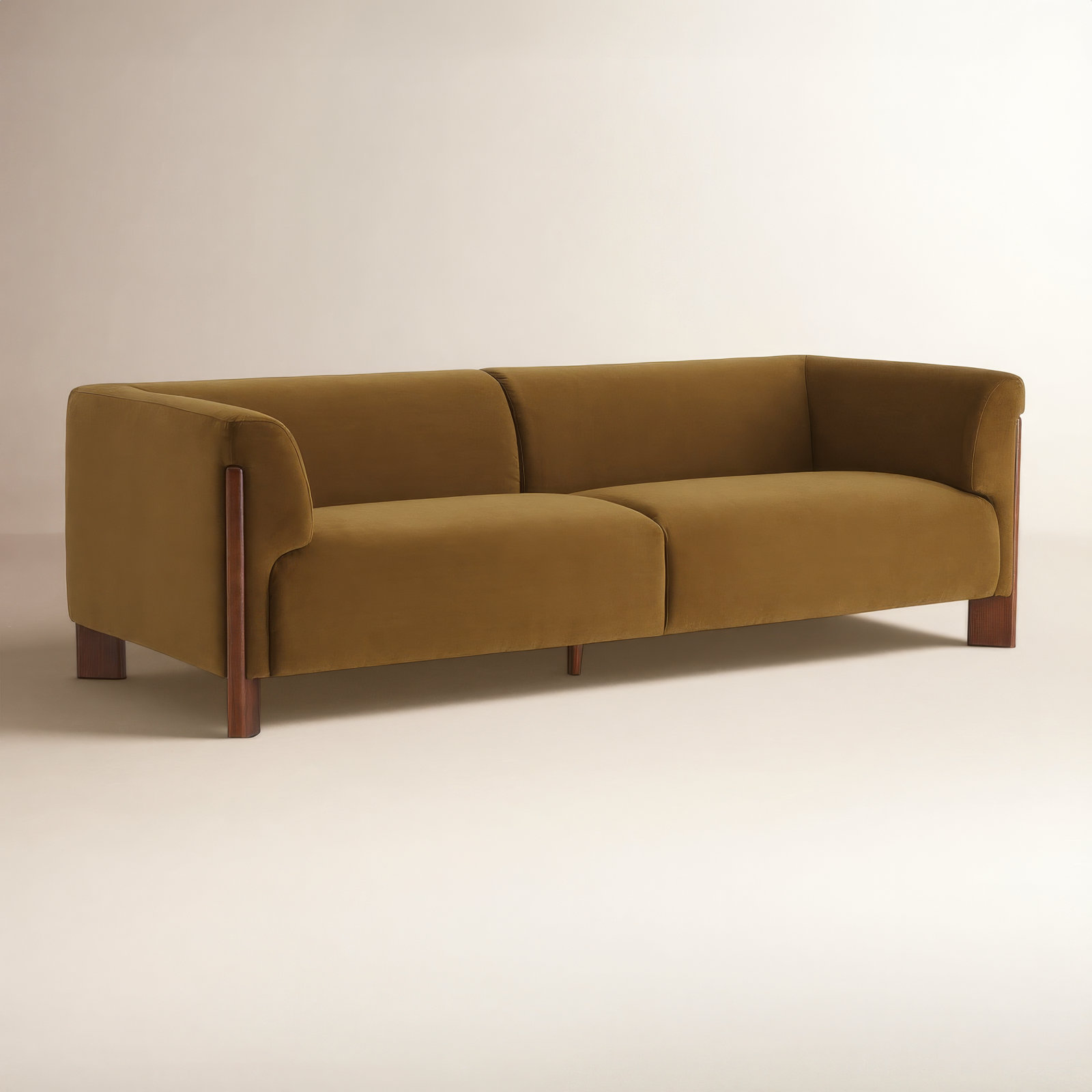 Wanetta 88" Linen Sofa, Soren Ochre Performance Velvet