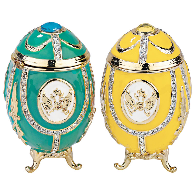 Sculpture Œuf émaillé impérial russe, style Fabergé