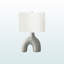 Lampe de table Larkin standard en céramique avec abat-jour en lin gris, H 25,06 po x l 16,25 po x P 10,77 po-133740555