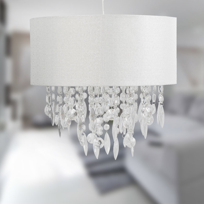 30cm H Linen Drum Pendant Shade ( Clip On ), White