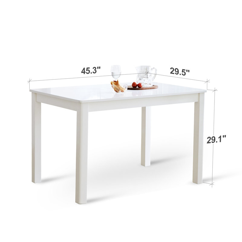 Davron 45.3" Modern Farmhouse Rectangular Wooden Dining Table, White/White
