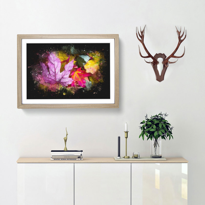 Colourful Autumn Leaves - Framed Print, 24cm H x 33cm W x 2cm D, Oak Framed