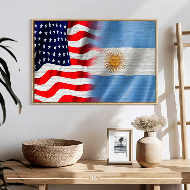 États-Unis et l'Argentine Molesley, Cadre flottant en bois naturel, 25 po x 17 po