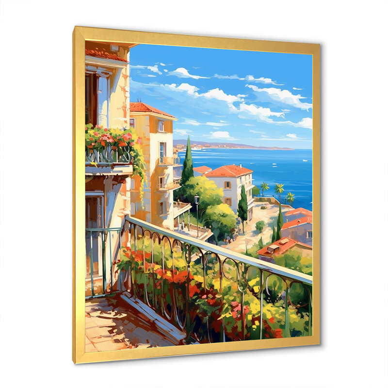 Beaux paysages en Italie - décoration murale Italie, Cadre doré simple, H 32 po x l 24 po x P 1 po