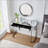 39" Mirrored Makeup Vanity Table with Stainless Steel Base, Mirrored Console Dressing Table with 2 Drawers,Versatile Desk for Bedroom and Office-116767152