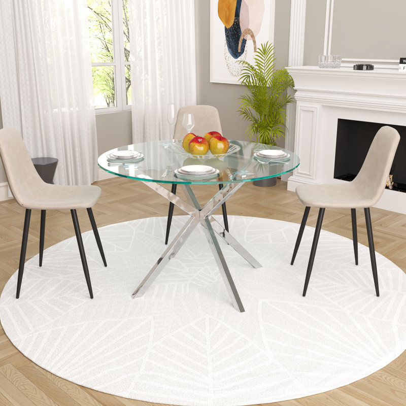 Karista Round Glass Top Dining Table