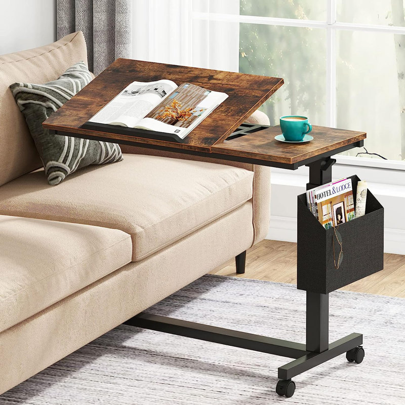 Ellzey Adjustable End Table, Rustic Brown