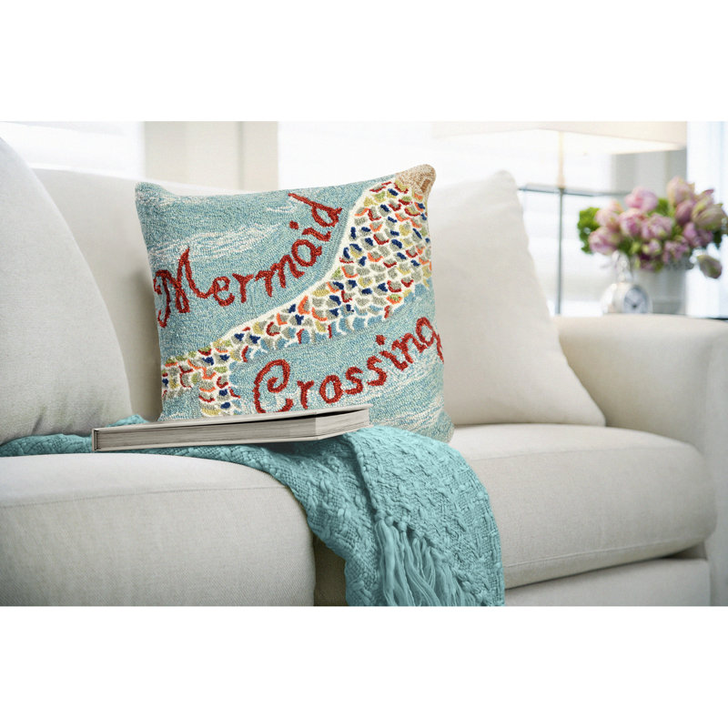  Mermaid Crossing Water Throw Pillow