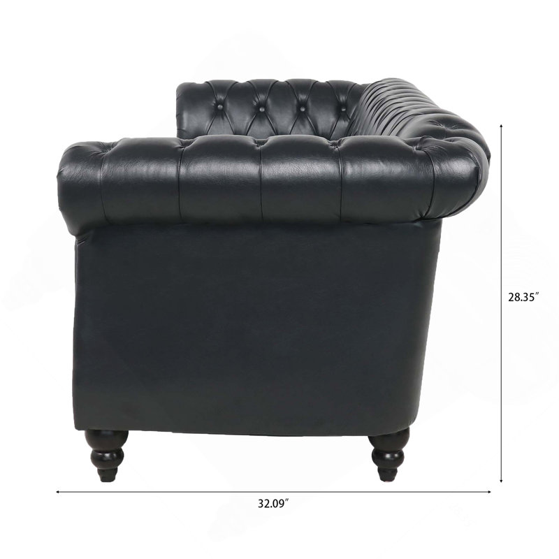 Canapé Chesterfield 84,65 po., Noir
