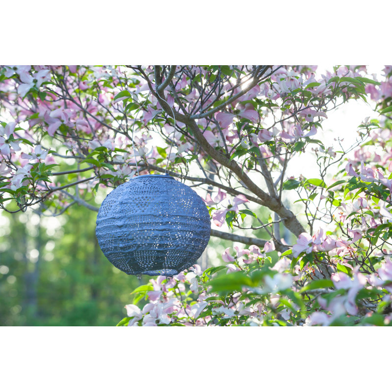 8'' Metallic Blue Solar Powered LED Outdoor Lantern