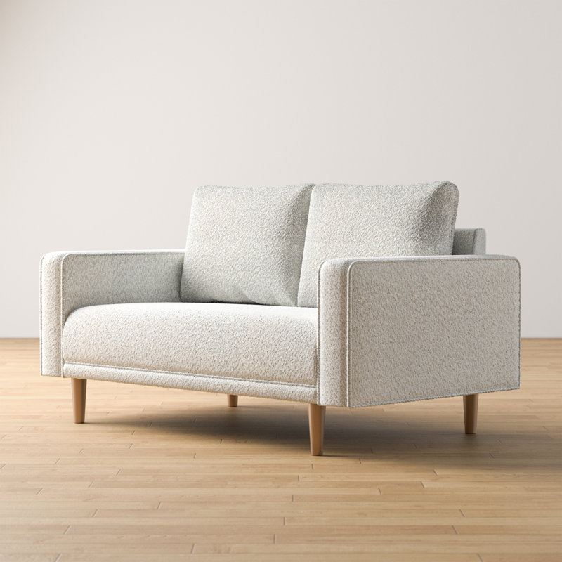 Celal Upholstered Loveseat, White, 35"H x 63.5"W x 34.5"D
