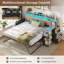 Lit de jour simple avec couchette escamotable, structure de lit de jour en bois de ferme avec 3 tiroirs de rangement et tablettes, lit de jour simple à très grand avec station de charge et lumières DEL pour chambre à coucher, chambre d'amis, gris-800902014-774709645