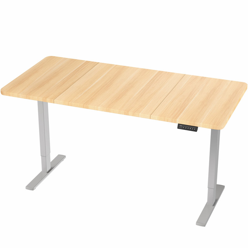 VIVO Electric 60” x 30” Stand Up Desk Workstation, Light Wood/Gray