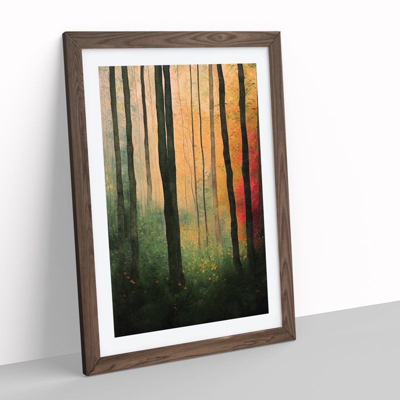 Forest No.4 - Single Picture Frame Painting, 64cm H x 46cm W x 2cm D, Walnut