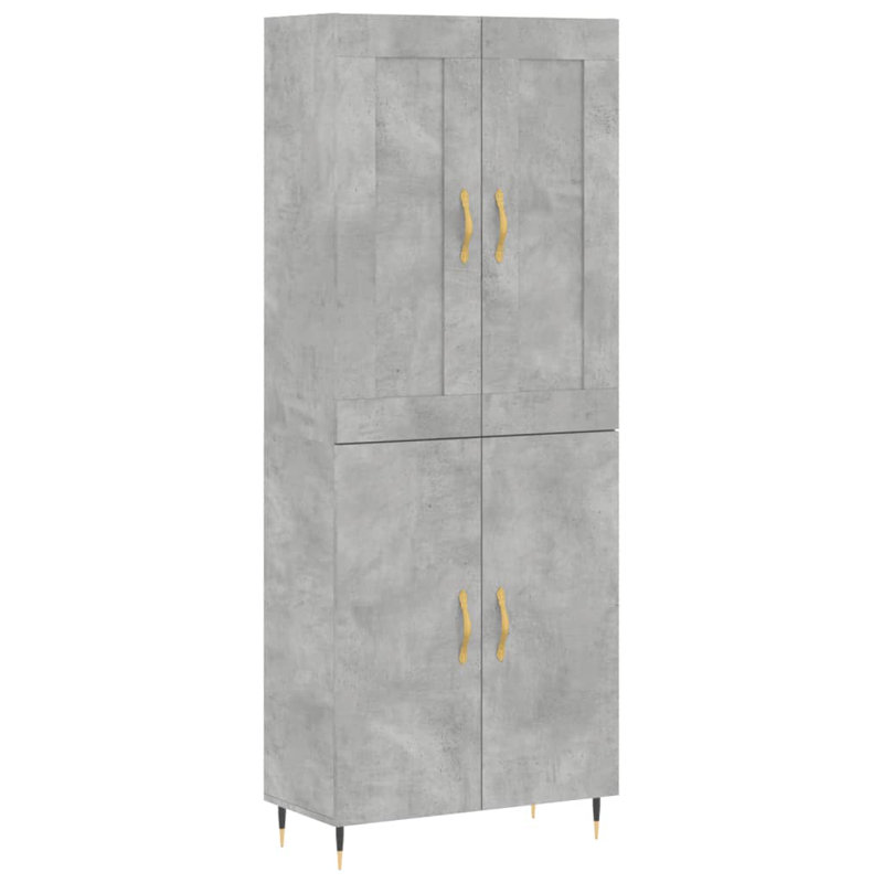 Frankfield 4 Door Manufactured Wood Wardrobe, Concrete Grey