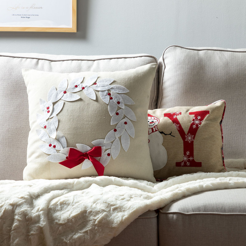  Housse de coussin en lin Floral