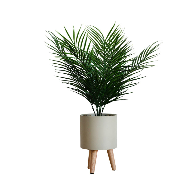 Palmier artificiel 23 po dans un vase décoratif, Brun clair
