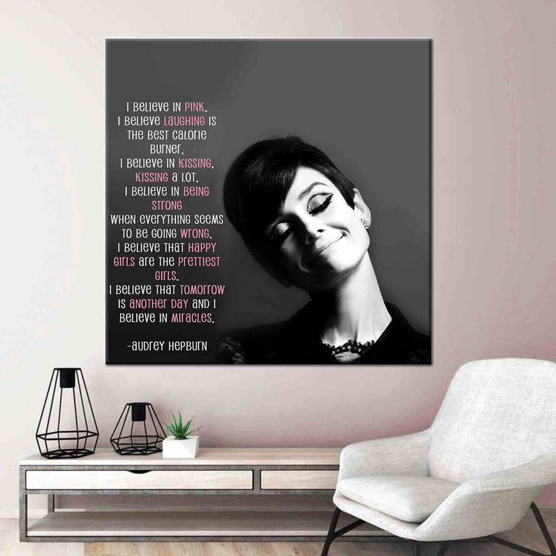 Audrey Hepburn, art mural sur toile de coton inspiré de citations inspirantes pour un ajout inspirant à votre décor