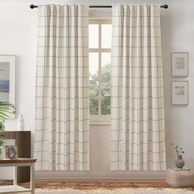 Linen Blend Blackout Curtain Pair