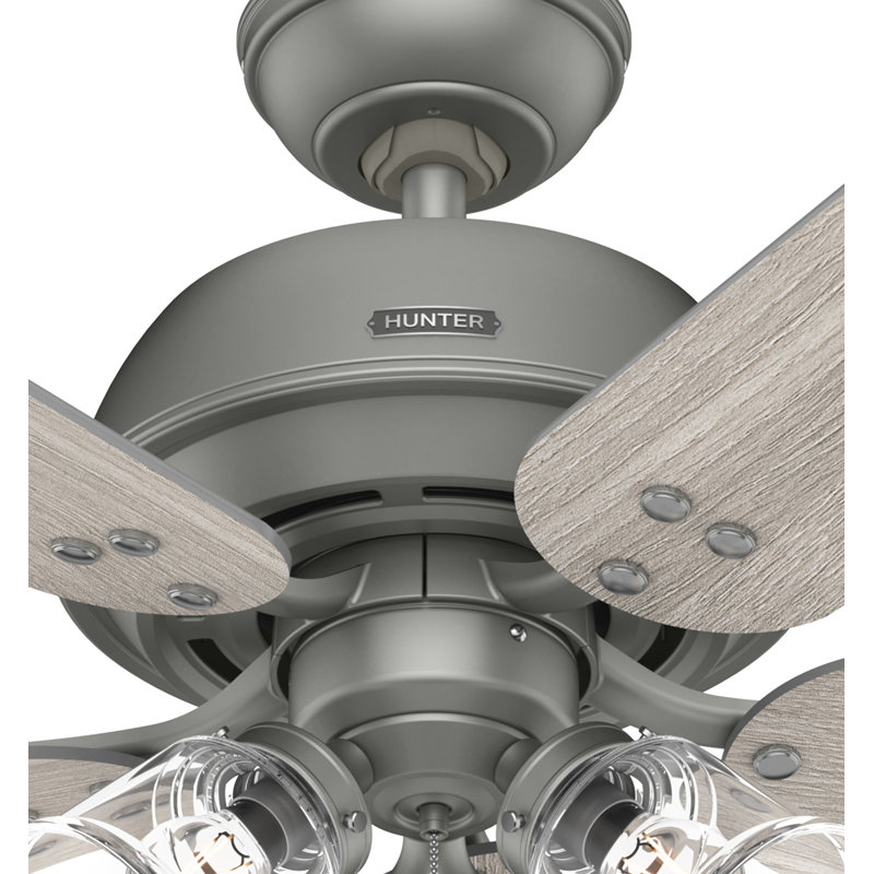 Matte Silver 52" Ceiling Fan with Light Kit and Reversible Blades